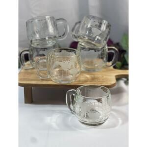 Set of 6 Vintage Nestlé Nescafé Planet World Glass Retro Coffee Cups